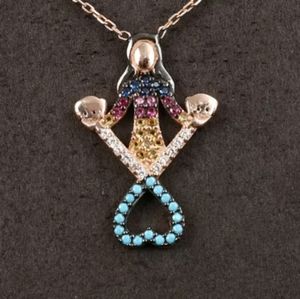 Mom loves her two babies multiple gem necklace